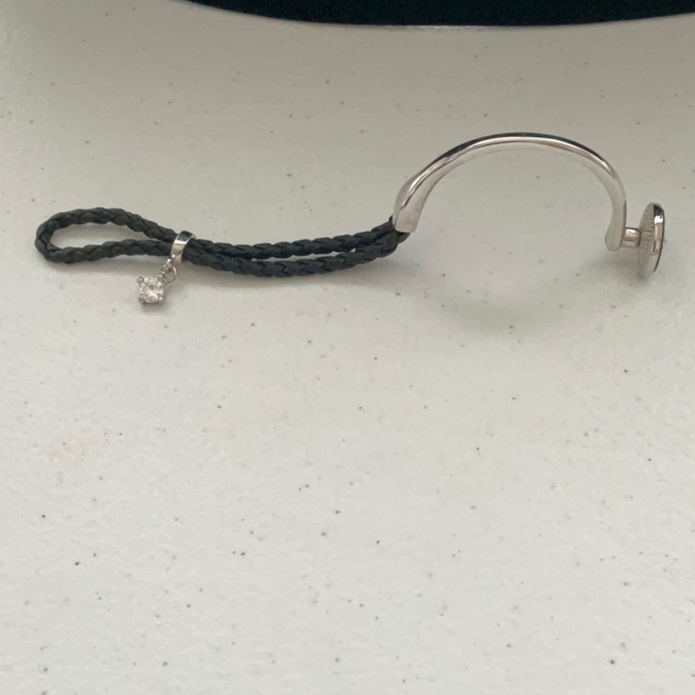 Leather Rope/silvertone Bracelet